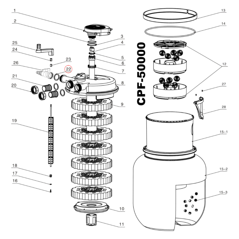 Spare Part: SunSun CPF-20000/30000/50000 Pressure Pond Filter Cover - Image 7