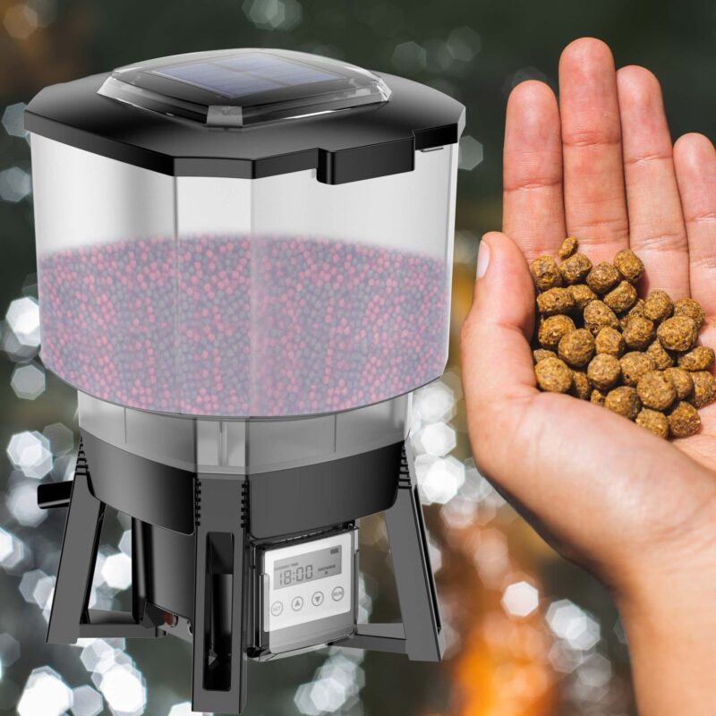 SunSun CFF-212 Automatic Fish Feeder for Garden Ponds 12l Tank Solar-Powered Auto Feeder for 1 to 6 Feedings per Day, Suitable for Pellets from 3-8 mm Size - Image 2