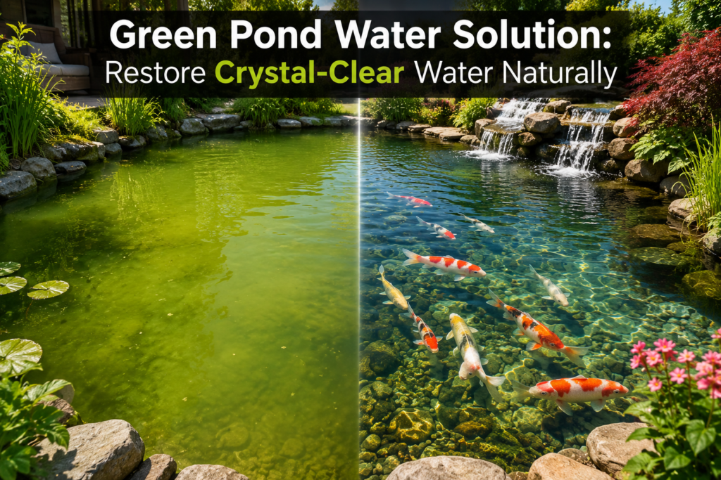 image of green pond water solution
how it resolve a crystal clear water