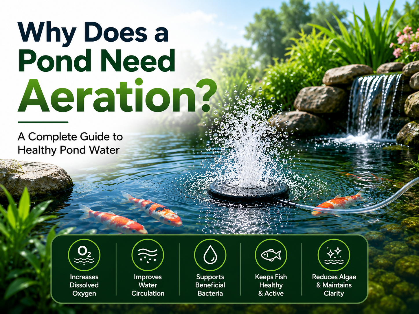 Why does a pond need aeration? Pond aeration system in a koi pond