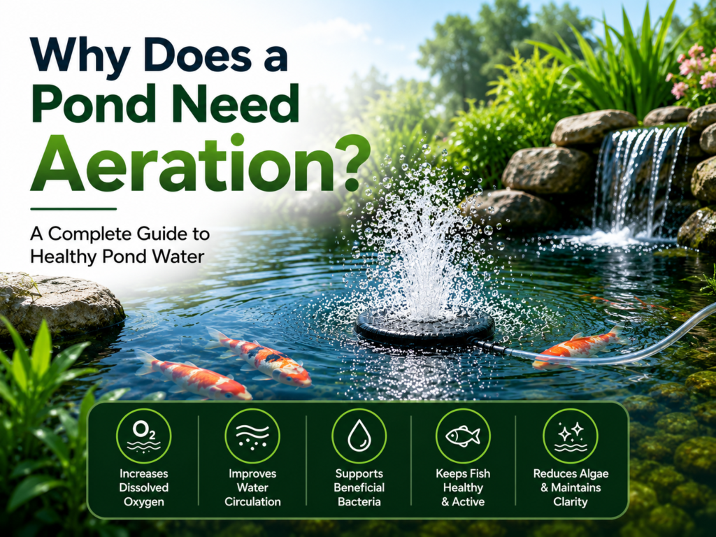 Why does a pond need aeration? Pond aeration system in a koi pond