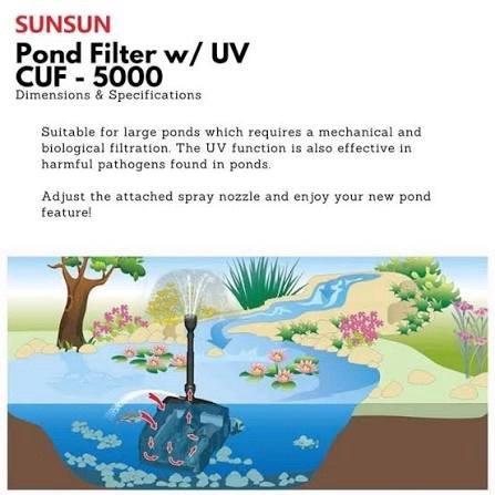 SunSun CUF-5000 3in1 Filter & 2000l Fountain 42W & 9W UV-Clarifier - Image 3