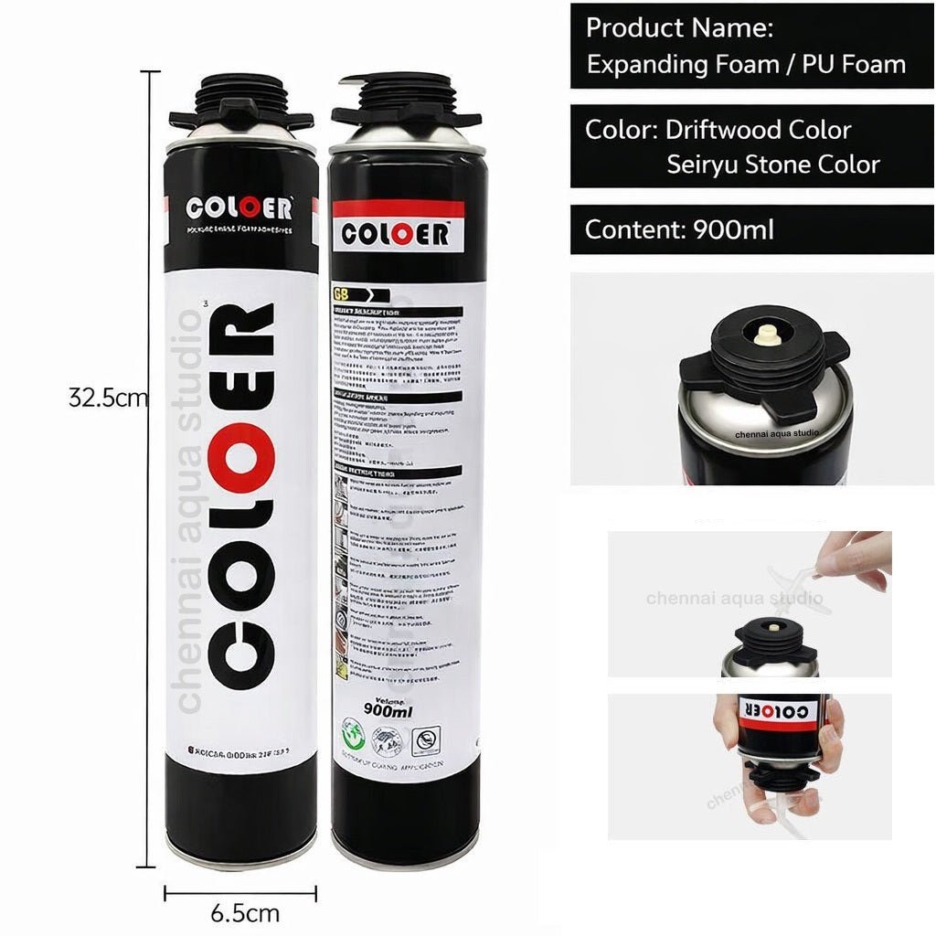 Aquarium Landscape Aquascape COLOER Polyurethane Foam Adhesives for Aquarium and Ecological Landscape (900 Ml Grey) (Spray Foam) - Image 5