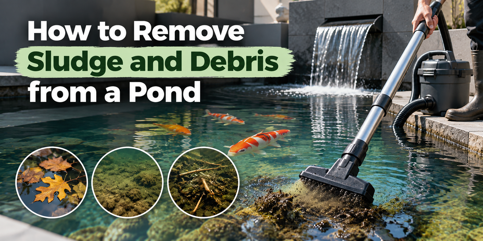 How to remove sludge and debris from a pond using a pond vacuum