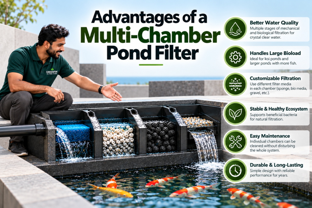 Multi-chamber vs pressurized pond filter comparison for koi pond filtration