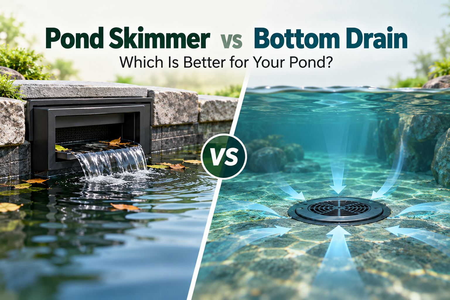 Pond Skimmer vs Bottom Drain