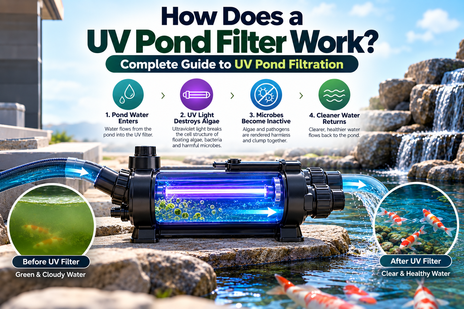 How a UV pond filter works to improve pond water clarity