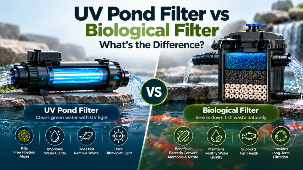 UV pond filter vs biological filter for koi pond filtration
